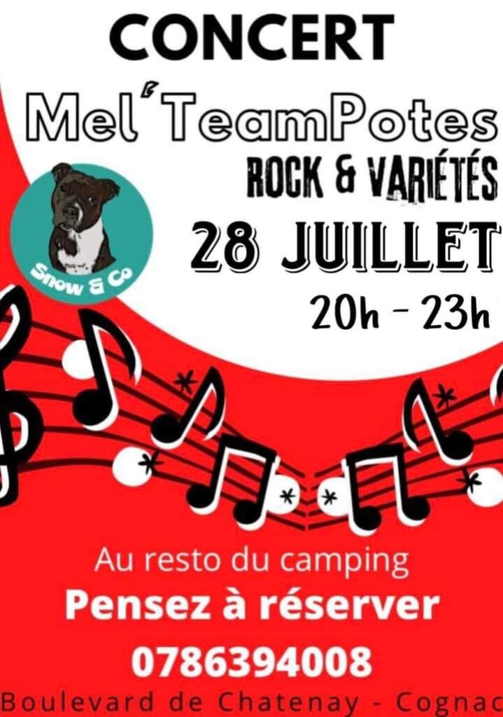 Affiche concert MelTeamPotes au camping de cognac